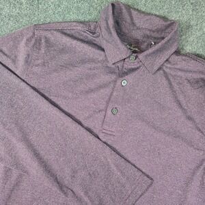 Walter Hagen Essentials Long Sleeve Golf Polo Shirt Men Size S Purple Stripe